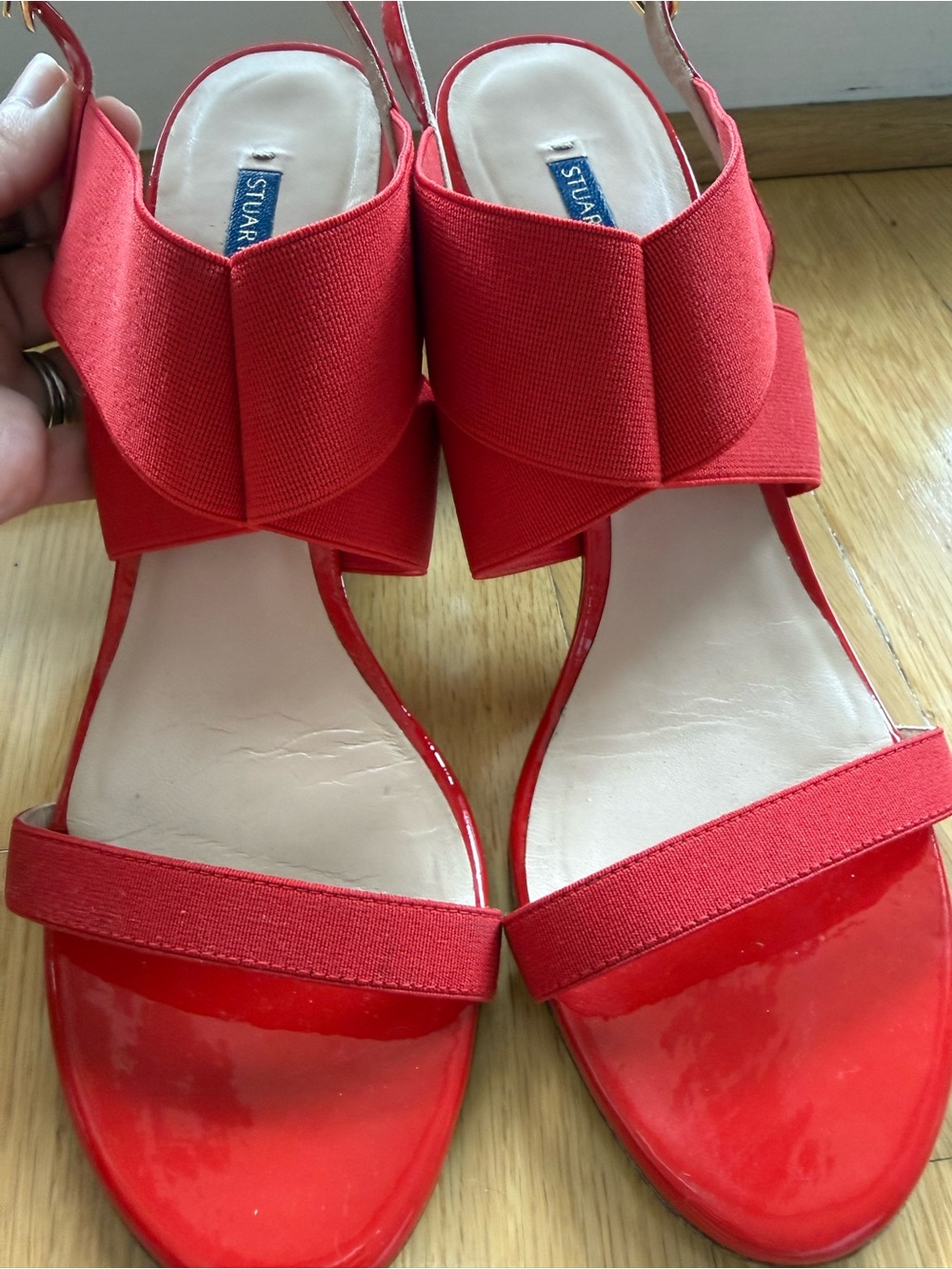Stuart Weitzman Vibrant Red Block Slingback Heels